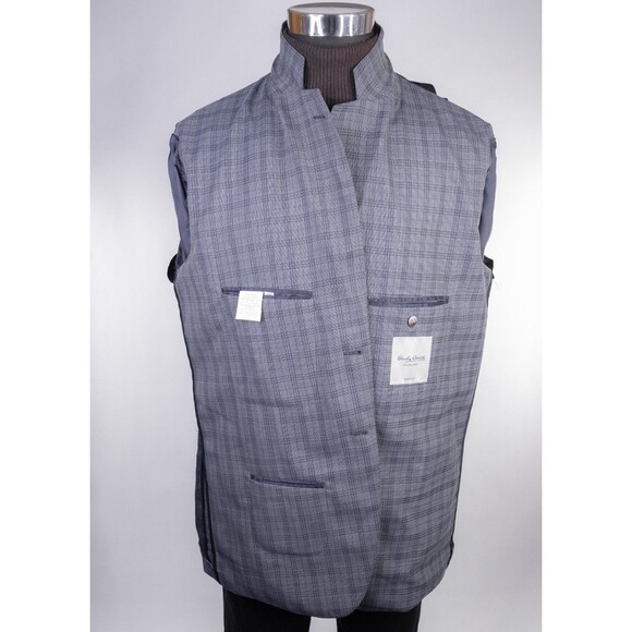 Savile Row Sport Coat Blazer Gray Windowpane Plaid Gray 46R Casual Jacket Wool - Picture 9 of 13